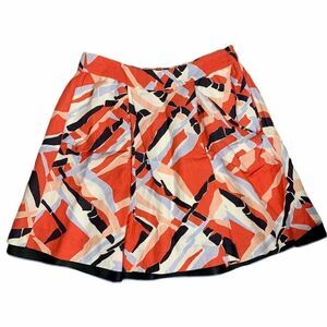 Anthropologie Odille Linen Mini Skirt M Multicolored Elastic Waist Pockets Lined